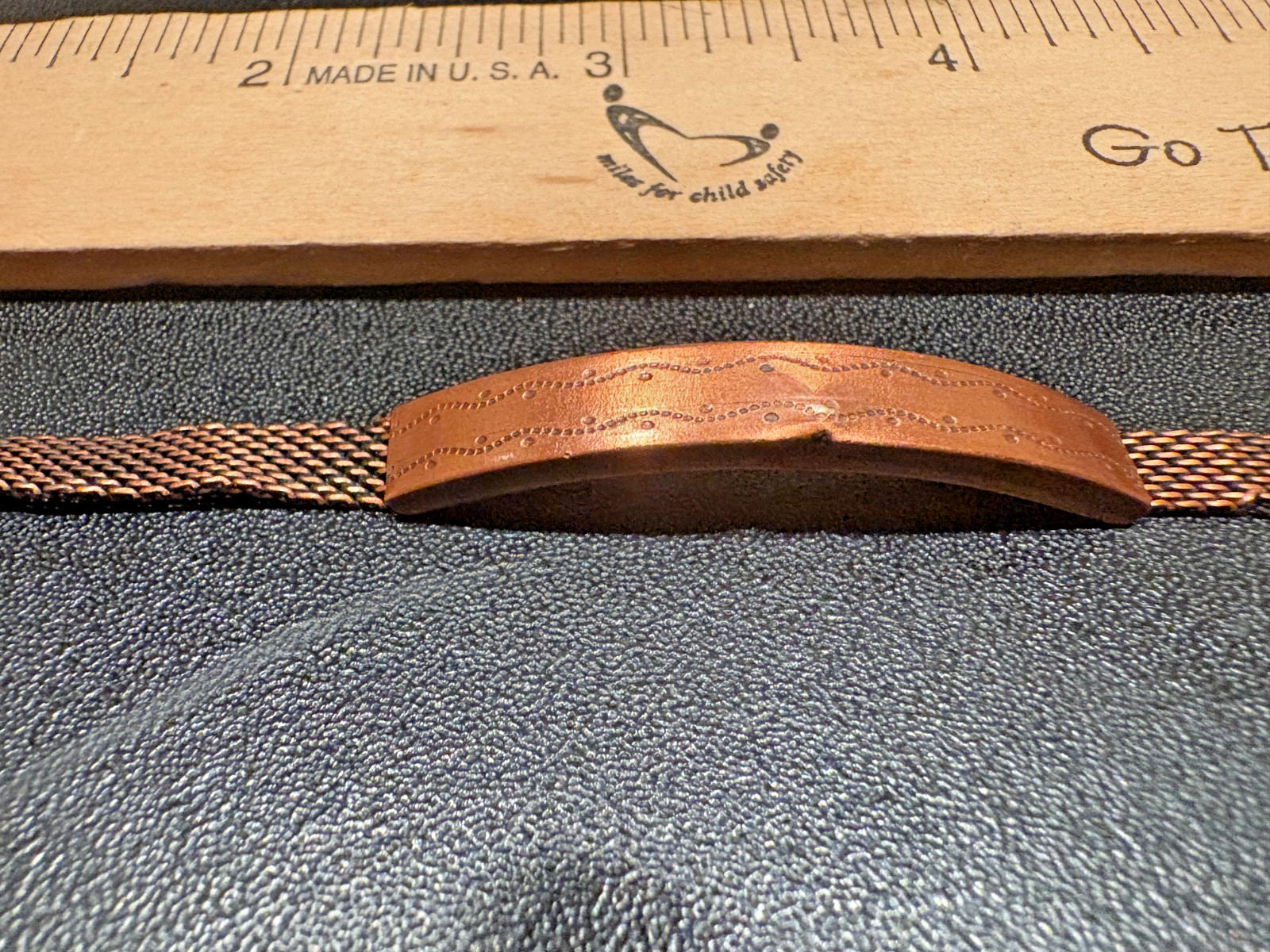 Vintage solid copper bracelet with braided band, … - image 2