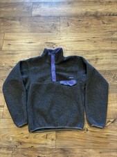 Vintage 90s Patagonia Women  s Synchilla Snap Fleece Gray Purple Size Small USA