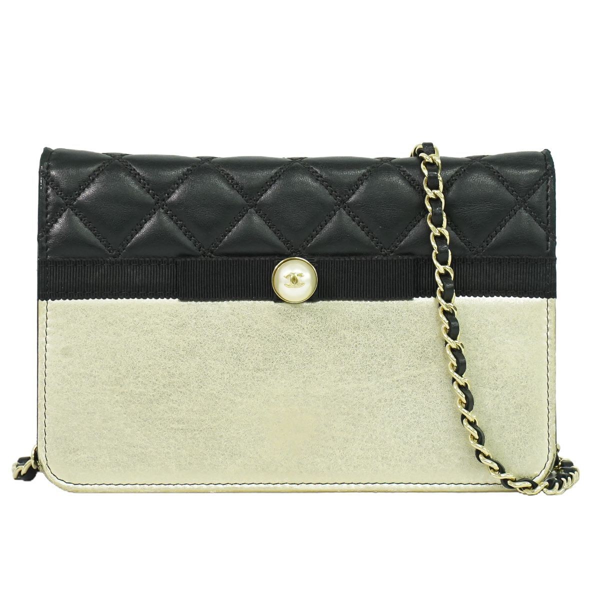 CHANEL Coco Mark Matelassé Lambskin Leather Long Chain Wallet Shoulder Bag