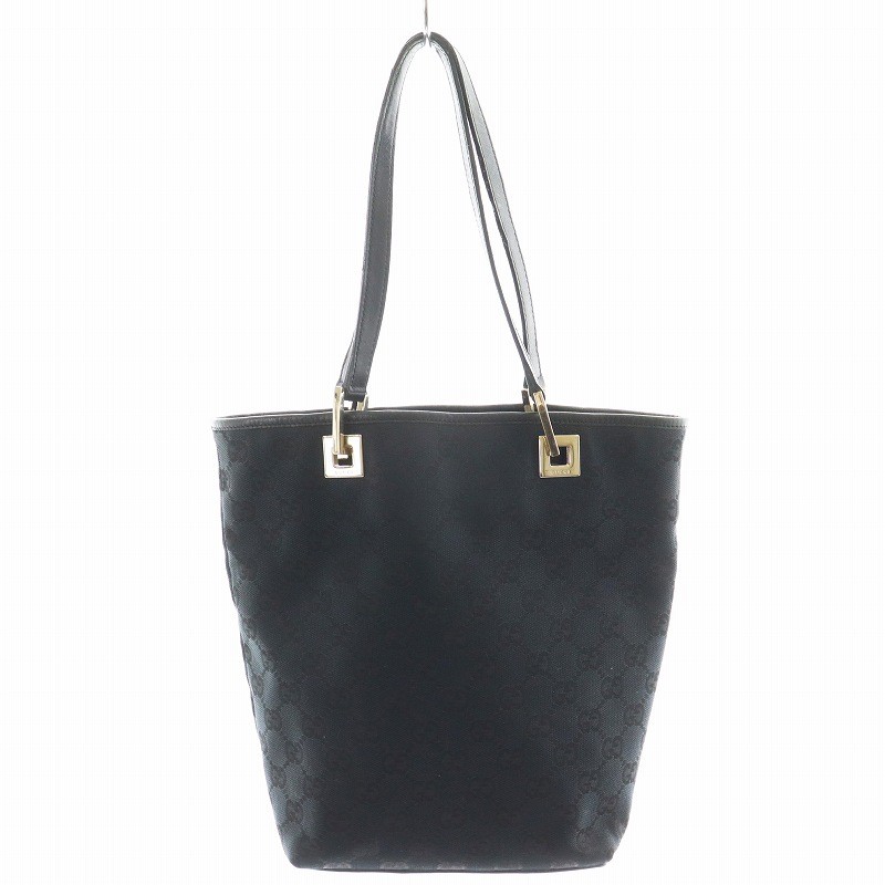 Gucci GG Canvas Mini Tote Bag in Black with Leather Trim