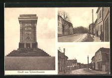 Ichtershausen, Ansichtskarte, Kriegerdenkmal, Straßenpartien 