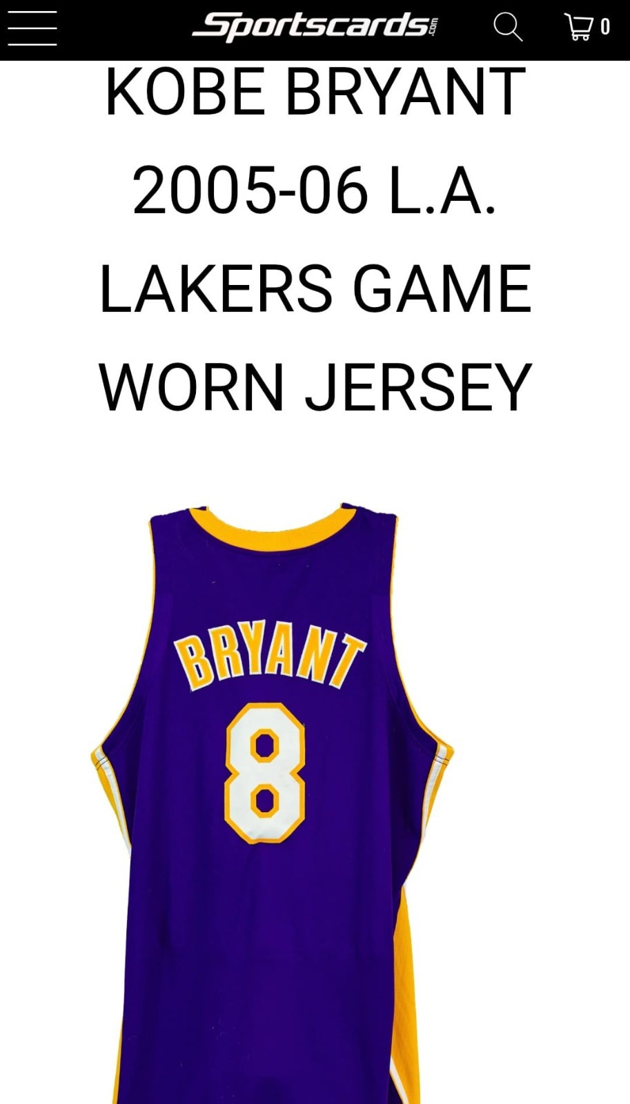 Kobe Bryant /3 Game Worn Patch Logoman JH4 view 3