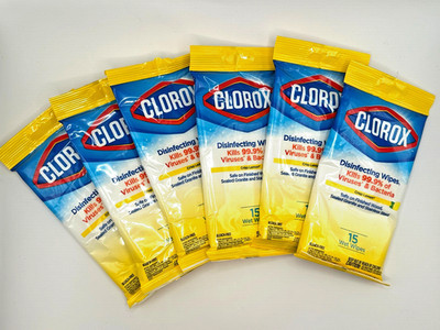 Clorox Disinfecting Wipes Crisp Lemon 15ct Travel To-Go Packs NEW Pack of 4 or 6