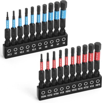Allen Wrench Drill Bit Set, 20-Piece Hex Set Metric One Size, Red & Blue 