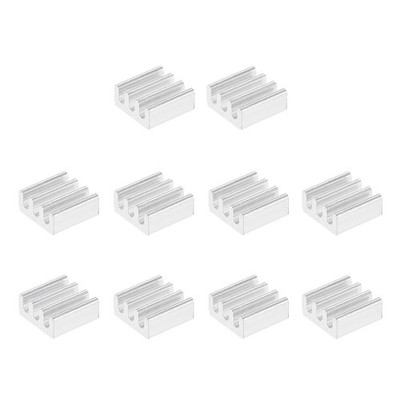 Heat Sink Carved Parallel Line MOS GPU IC Chip Silver 7x7x3mm 10pcs
