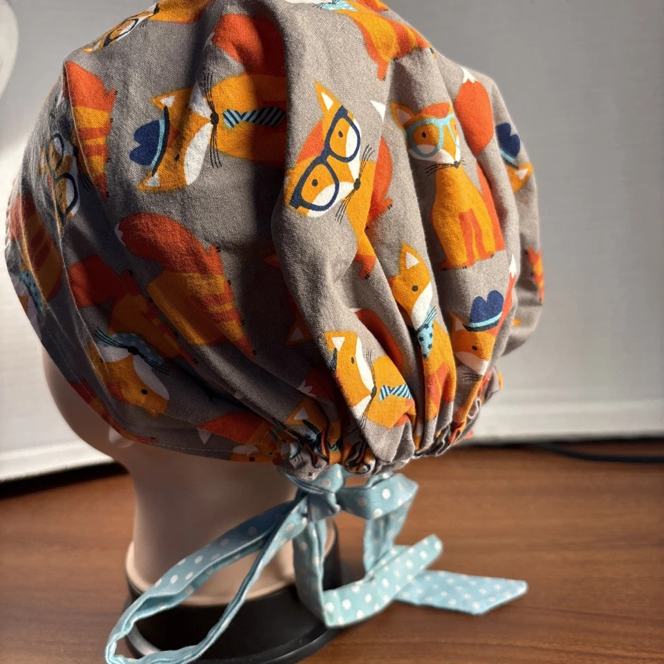 Colorful Fox OR Cap With Elastic &tie To Secure - Image 2 of 4