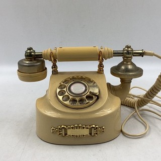 Coquette Vintage Rotary Telephone Beige Gold Tone Made in Japan TE#8126