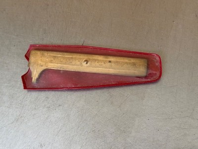 Vintage Central Tool Co Brass 4 Inch Caliper Rule Germany Machinist w Case