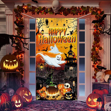 Halloween Door Cover Decorations 70.8 X 35.4" Ghost Pumpkin Door Banner Scary Ca