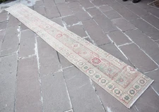 Vintage Turkish Rug 20'' x 160'' Hand-knotted Oushak Rug Runner Stair Area Rug