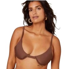 New Andie Swim The Sicily Bikini Top Expresso Brown Women's Small