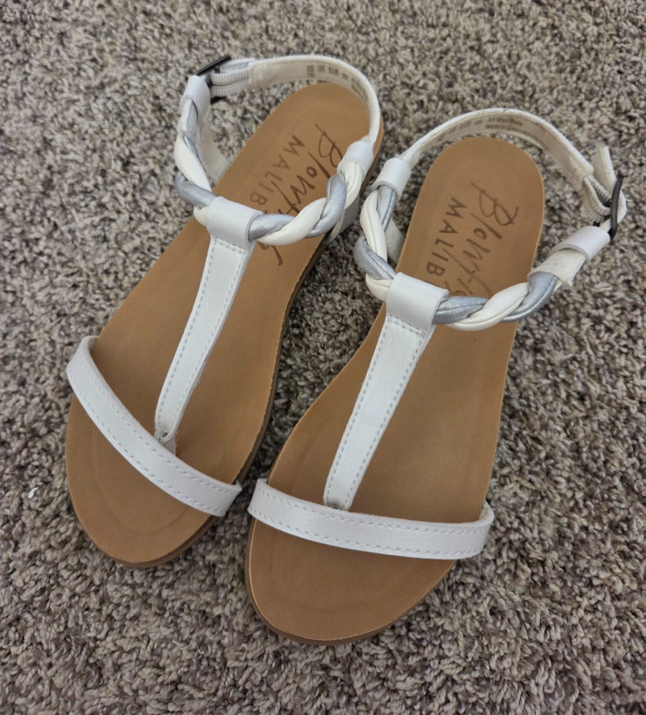 Blowfish Malibu Sandal White Silver Slingback Thong 7M