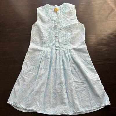 Roller Rabbit Womens Sz S Blue White Floral Print Sleeveless Pintuck Dress Beach