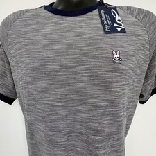 Psycho Bunny Pima Cotton T Shirt Mens Gray Navy Logo Short Sleeve Tee 5 M NWT