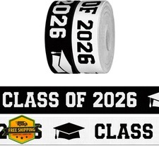 CHMOART 2 Rolls 7/8" Black White 2026 Graduation Ribbon for Crafts