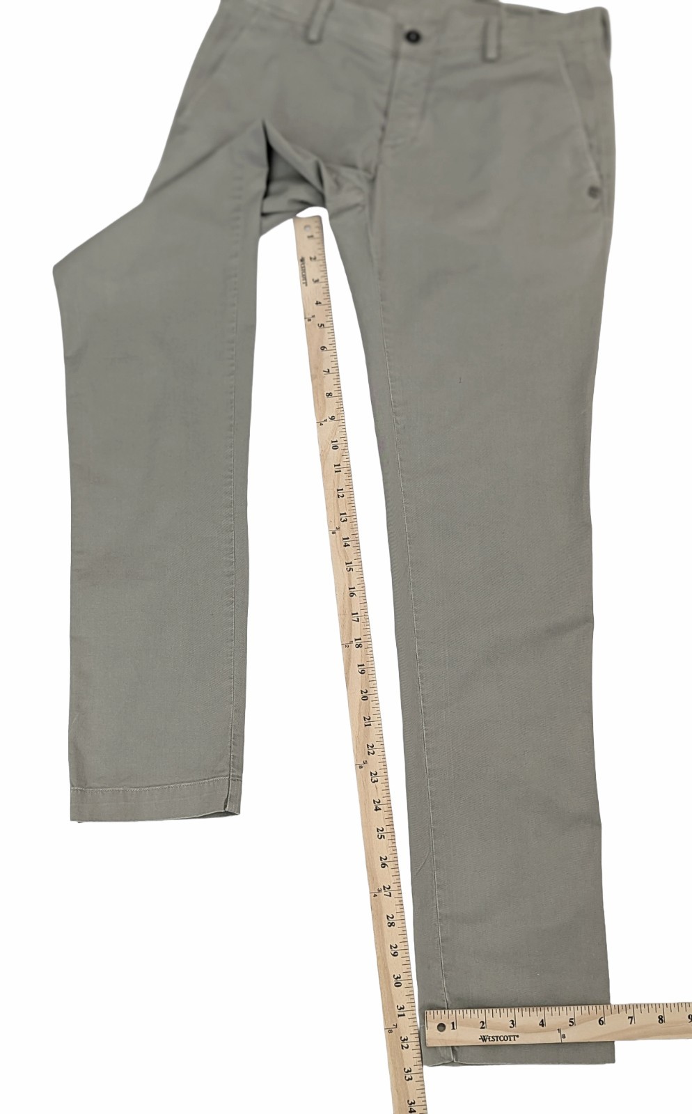 Mason's Men's 32X33 EU48 Khaki/Sage Chino Cotton Stretch Slim Pants Barely Used