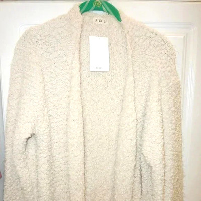 NWT POL Boutique Popcorn Cardigan Long Sweater in Cream Color Size 3X