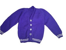 Vintage 60s Child Cardigan Knit Button Purple Sweater See Measurements