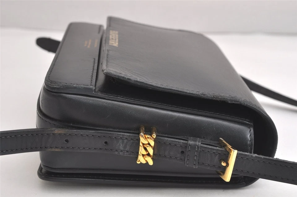 Authentic BURBERRY Vintage Leather Shoulder Cross Body Bag Purse Black 4291N - Image 4 of 4