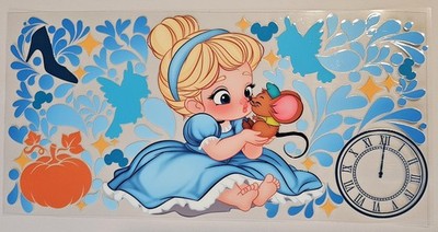 Young Cinderella With Mouse UV DTF CUP TRANSFER DECAL WRAP