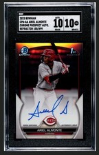 2023 1st Bowman Chrome Ariel Almonte Refractor /499 Auto - Reds SGC 10/10 GEM