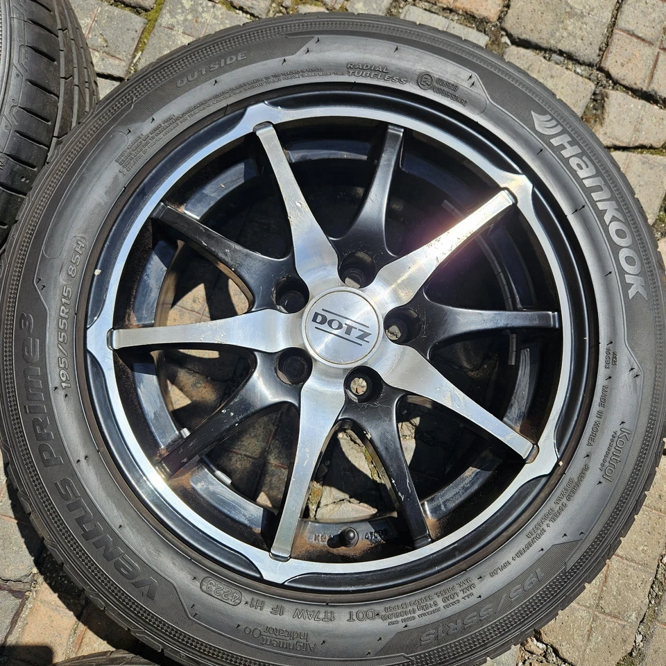 Felgen DOTZ 15" 5x100 Neuwertige Sommerreifen 7mm 195/55 DOT 4223 VW Polo Räder  - Bild 4 von 4