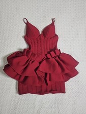 Fashion Nova Dress Mini Skirt Red Romantic Beginnings Sz XS