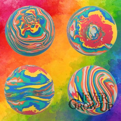 [NGU ] High Bounce Bouncer Foam Stripy Multicolour Balls 6cm, Rainbow