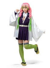 Kanroji Mitsuri Cosplay Costume for Women Padded Shoulders, Embroidered Coa...