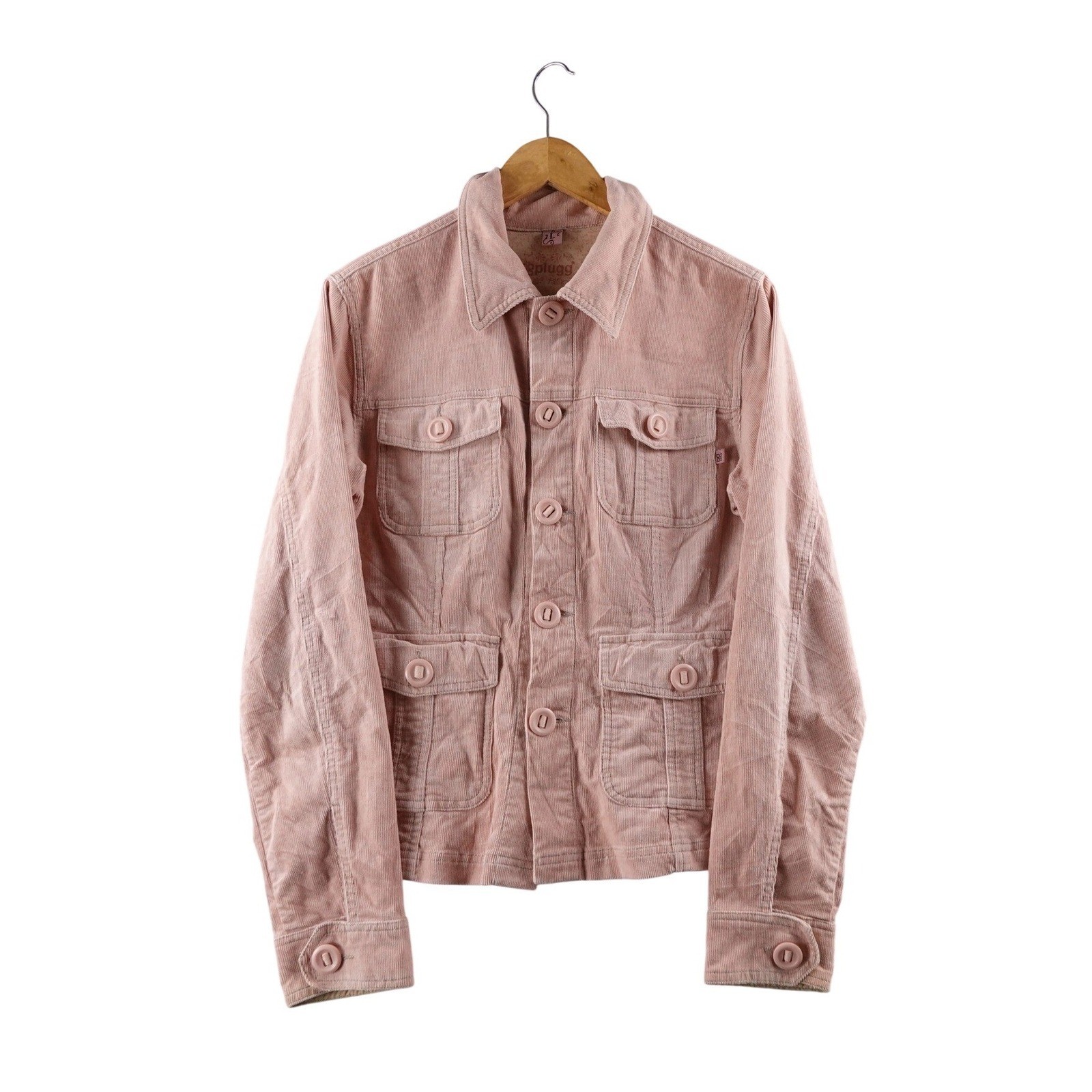 Vintage PLUGG Womens Vintage Pink Corduroy Utility Jacket Size L Y2K