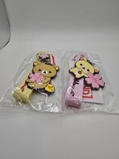 San-X Rilakkuma Teddy Bear with Flower Keychain Strap Round 1 Exclusive Set of 2