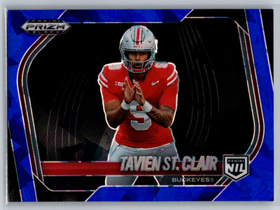 Tavien St. Clair 2025 Panini Prizm Black NIL Blue Ice Prizm /125 #193 Ohio State
