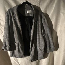 ELLE Gray Black Plaid Blazer Suit Jacket for Women, Notch Lapel, Lined