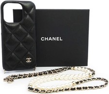 CHANEL Matelasse iPhone15Pro case with pearl chain
