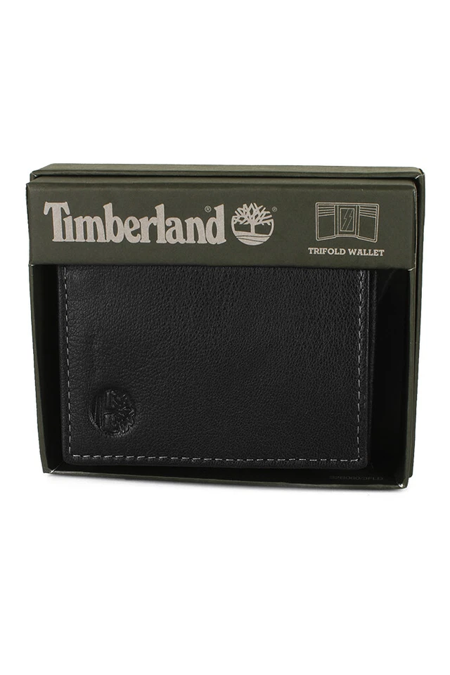 Timberland Men's Natural Grain Leather Trifold Wallet