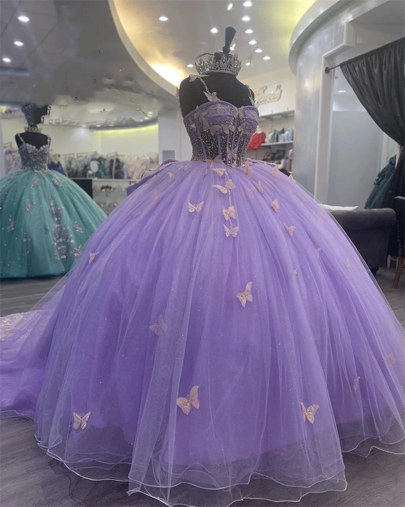 purple quinceanera dresses with butterflies