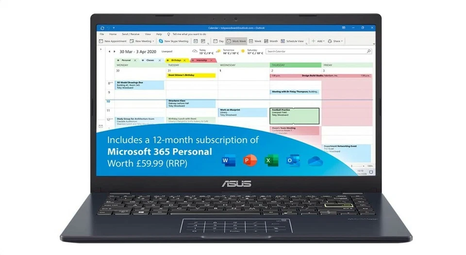 ASUS VivoBook 14" (64GB eMMC, Intel Celeron, 1.10GHz, 4GB RAM) Laptop - Navy... - Image 4 of 4