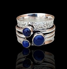 Lapis Lazuli Ring 925 Sterling Silver Ring Handmade Spinner Silver Spinner Ring