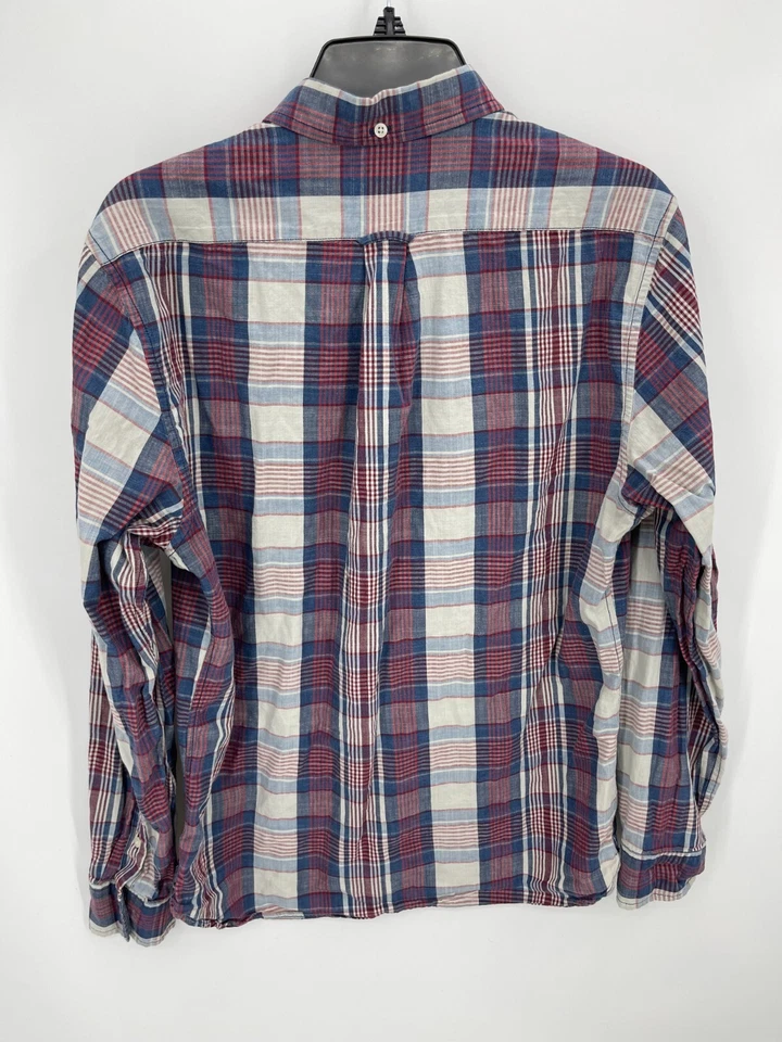 Camisa Grayers Para Hombre Mediana Azul Granate A Cuadros Manga Larga Algodón con Botones Foto 2 de 4