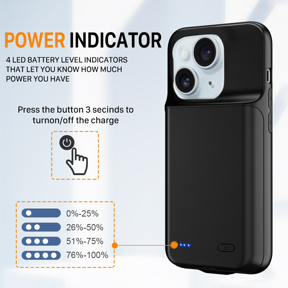 6800mAh Battery Charger Case Power Bank For iPhone15 Pro Max/Plus Charging Cover-image