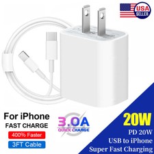 3FT Super Fast Charger 20w Type USB-C Wall Adapter For iPhone 14 13 12 11 X XR