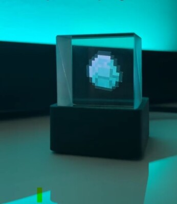 Geek-Magic Mini 3D Hologram Cube Display,Smart Weather Station Digital Clock HD