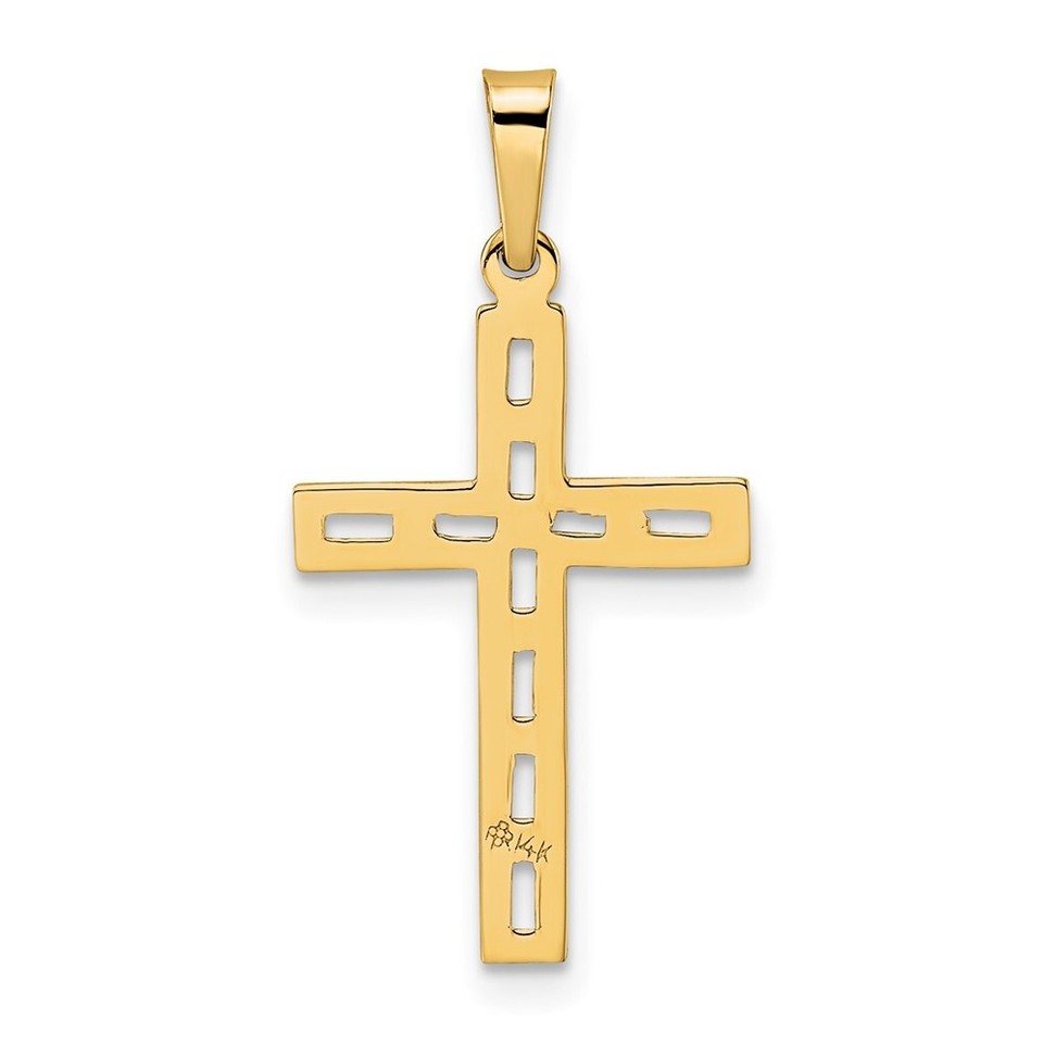 14k Yellow Gold Polished Solid Cross Pendant | eBay