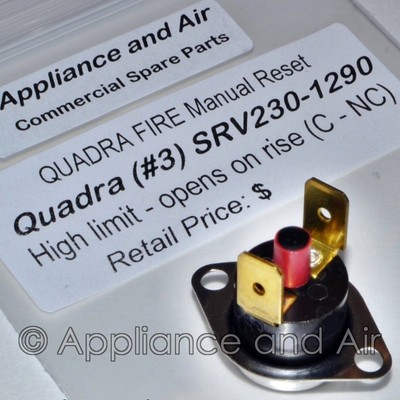 QuadraFire Pellet Stove Limit Switch Manual Reset Snap Disc #3 SRV230-1290  +inst | eBay
