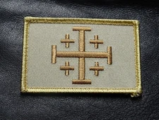 JERUSALEM CROSS INFIDEL CRUSADER EMBROIDERED HOOK PATCH 