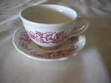 Vintage Homer Laughlin Restaurant Ware Cup & Saucer Rose Floral Design