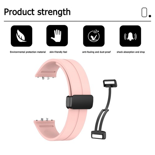 Silikonarmband mit magnetischer Faltschließe für Samsung Galaxy Fit 3 (Rosa) - Zdjęcie 9 z 11