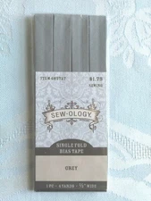 4 yards Gray 1/2" wide Single Fold BIAS TAPE Sew-ology Grey