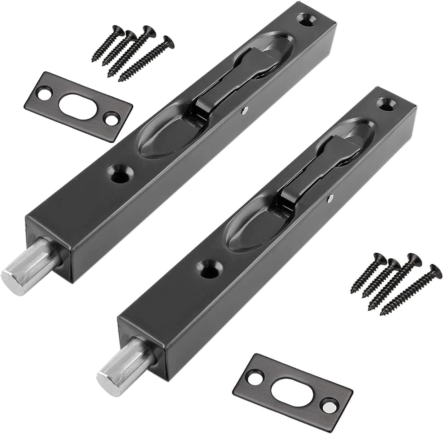 2-Pack 304 Stainless Steel 6-Inch Security Door Bolt Latch for Double Door Lever