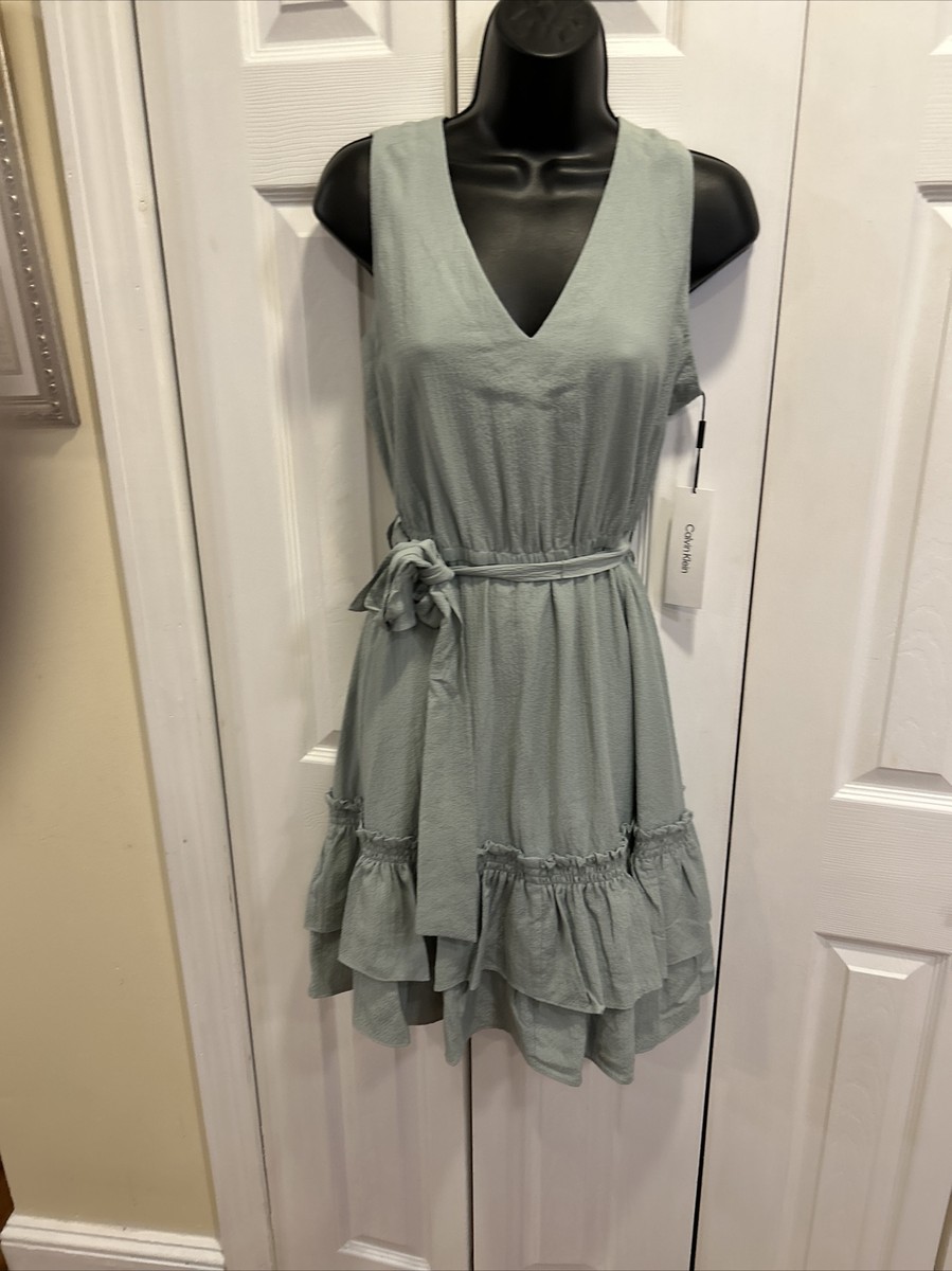 calvin klein green dress with belt Calvin Klein Women's Dresses